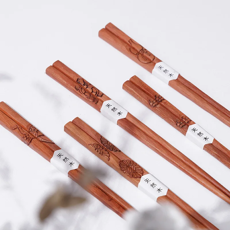 New Japanese Style Red Sandalwood Craft Wooden Chopsticks