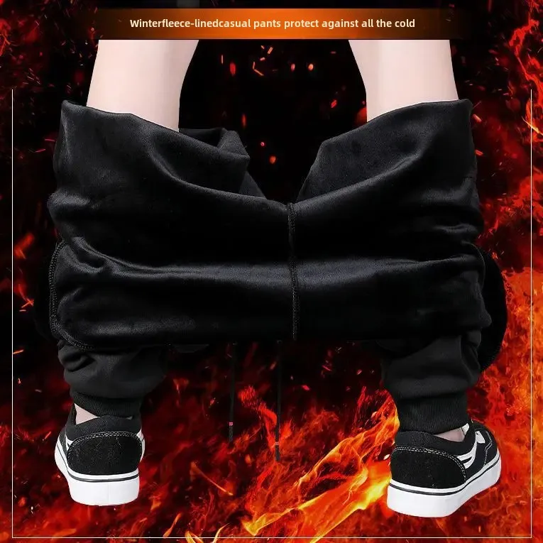 الرجال مبطنة بالصوف وسميكة الخريف/الشتاء نمط جديد النسخة الكورية التجارة الخارجية حجم كبير ثلاثة ألوان سستة بنطلون رياضي #3