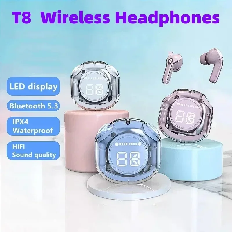 NEW T8 TWS Wireless Earphone Bluetooth 5.3 Headphones Sport Gaming Headsets Noise Reduction Bass Wireless Headphones