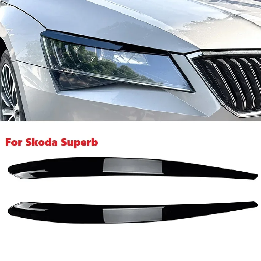 

For Skoda Superb B8 2016-2018 Carbon Fiber Look Headlight Eyebrow Headlamp Eyelid Trim Front Head Lamp Light Cover Sticker Brow