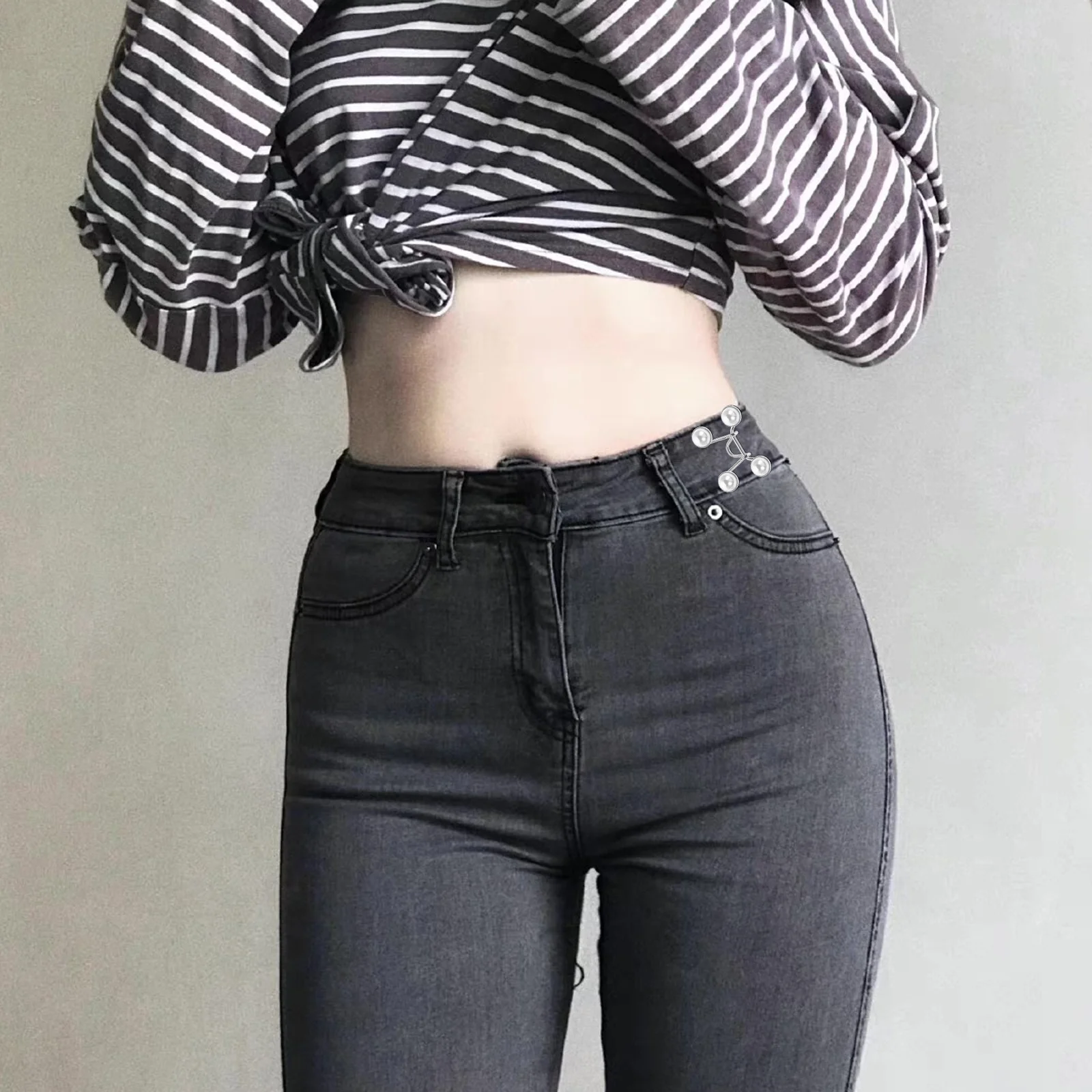 3 مجموعة لا خياطة مشد للخصر مشبك معدني السراويل الضابط الأبيض انفصال بانت الخصر المشدود مشبك موسع بروش دبوس أزرار