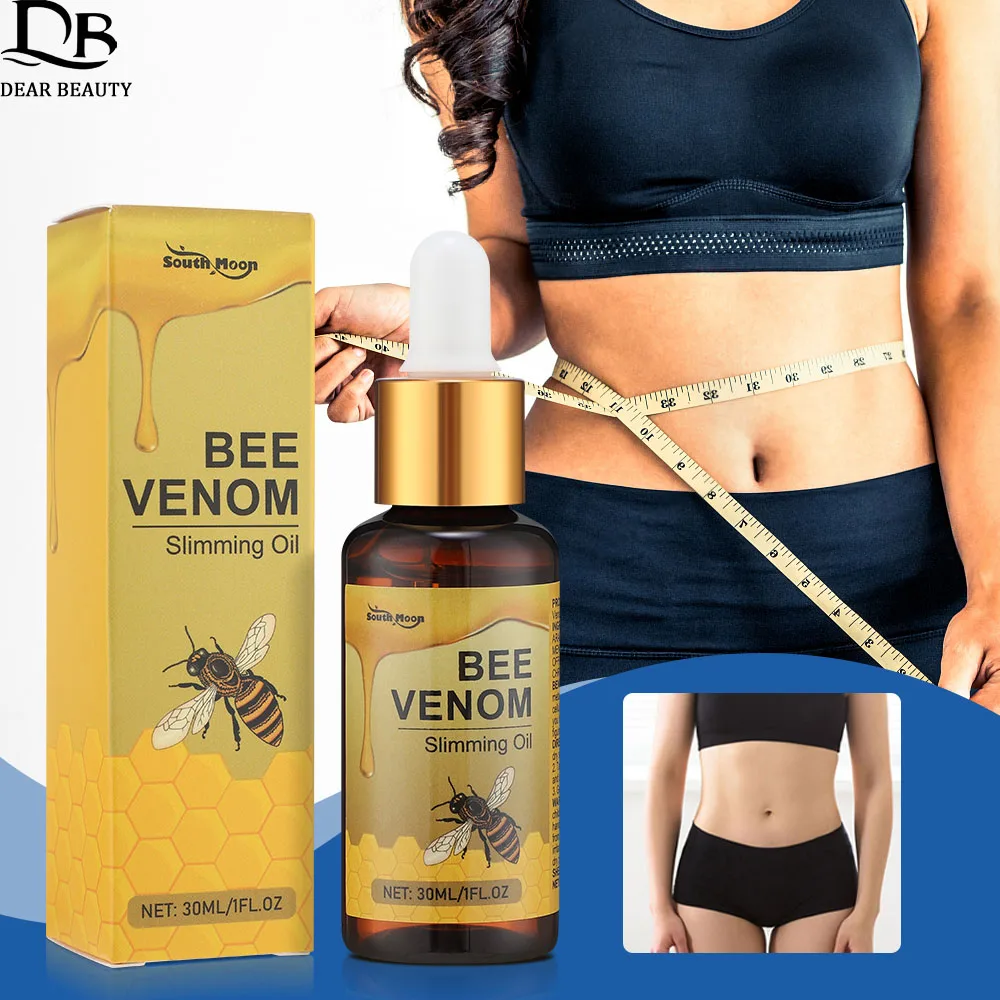 Bee Venom Body Slimming Oil Thin Leg Waist Belly Weight Loss Fat Burner Massage Oil Tighten Skin Improve Sagging Essential Oil