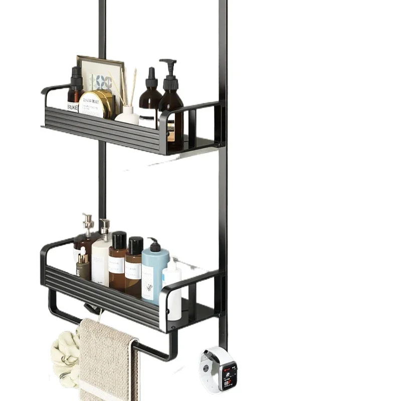 توفير المساحة غرفة الاستحمام هلام الاستحمام رف معلق الحمام منشفة ورقية سلة معلقة المنزل طبقة مزدوجة رف الحمام