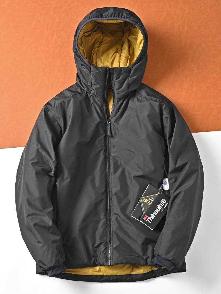 

Thiened Outdoor Men's Cotton Jaet Winter Warm Windproof Casual Hooded Coat Faionable Urban Sle Regular Length Loose Fit