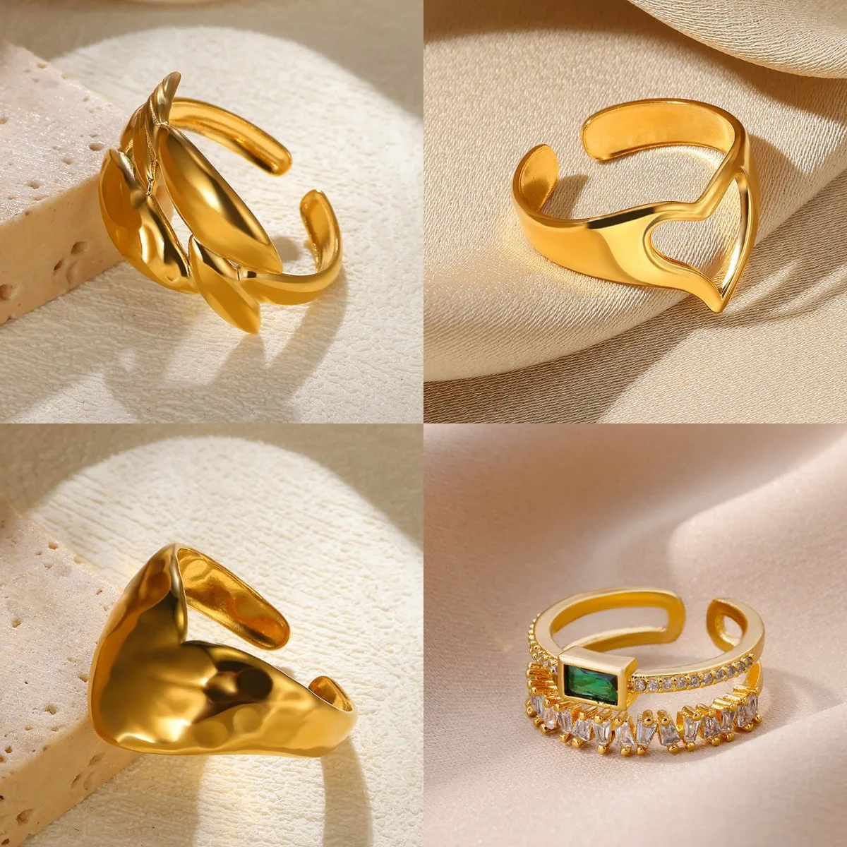 Klassische Edelstahl Hohl Herz Ringe Für Frauen Gold Farbe Unregelmäßige Geometrische Offene Ringe Retro Partei Schmuck Kostenloser versand