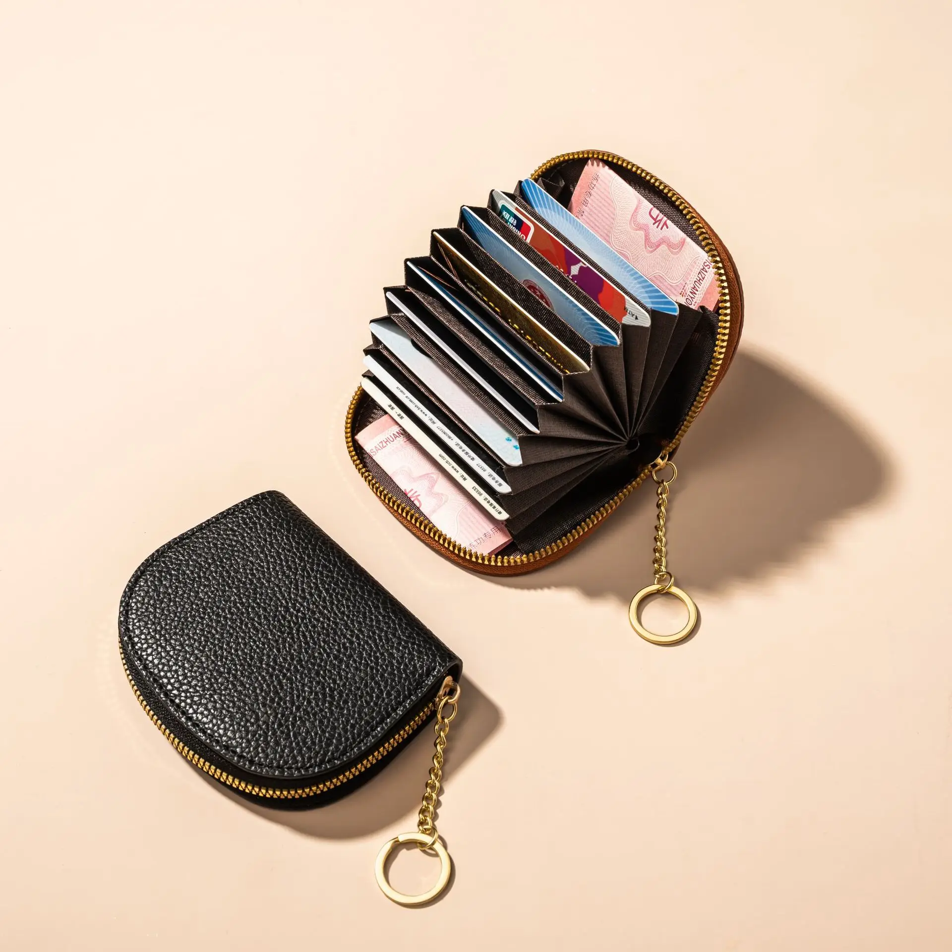 حقيبة بطاقات على شكل نصف دائرة صغيرة للنساء متعددة البطاقات ذات سعة كبيرة لتغيير الجيب ومحفظة جيب للعملات المعدنية