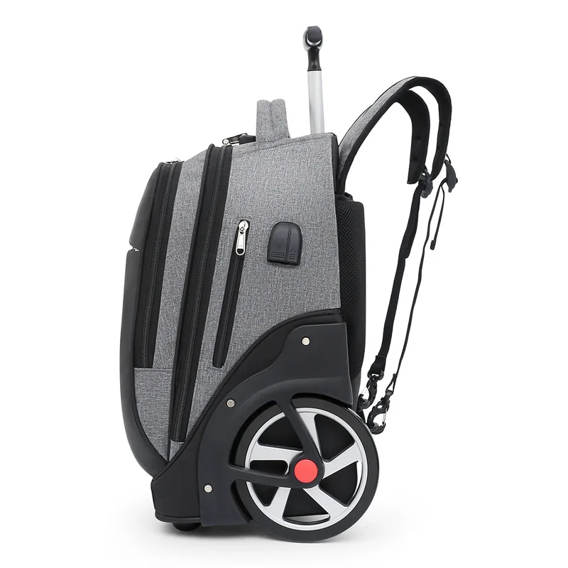 Rolling Luggage Backpack Men Trolley Bag with wheels Business Wheeled Backpack Cabin Carry on Trolley Bag