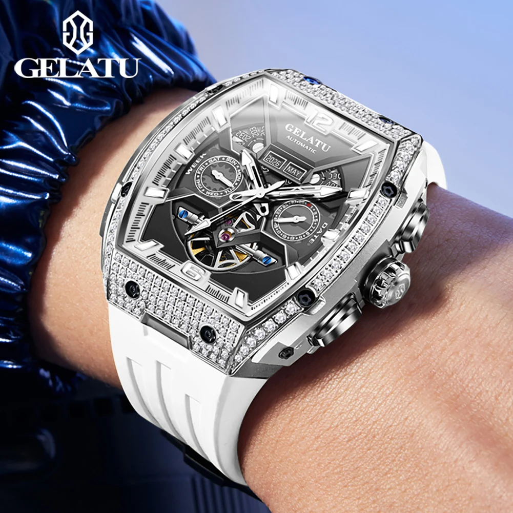 Reloj Hombre GELATU Luxury Top Brand Multifunction Tourbillon Men\'s Watch High Quality Automatic Mechanical Watch Sapphire