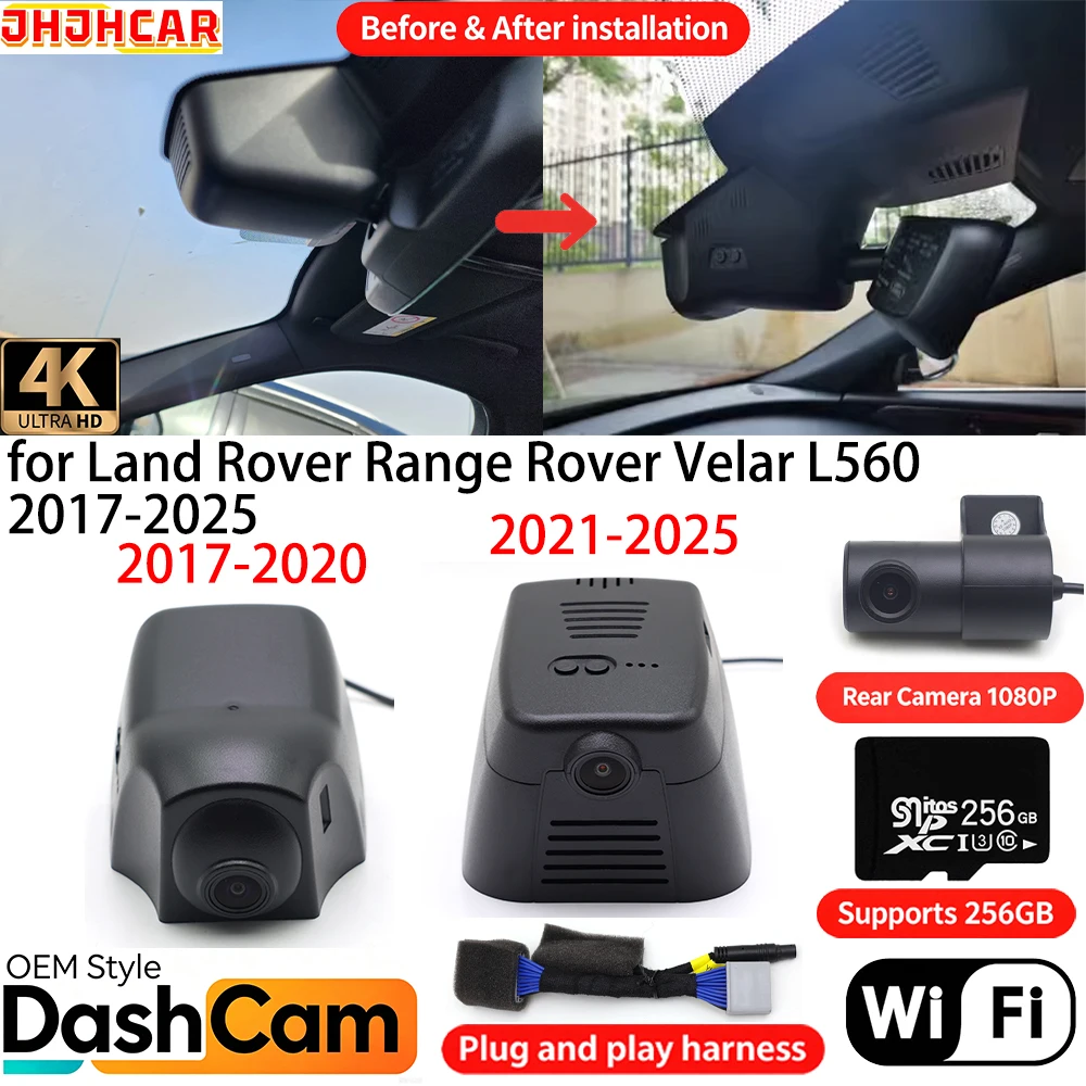 JHJHCAR for Land Rover Range Rover Velar L560 2017-2025 Wifi OEM DVR 4K Dash Cam Front Rear Camera Night Vision Video Recorder