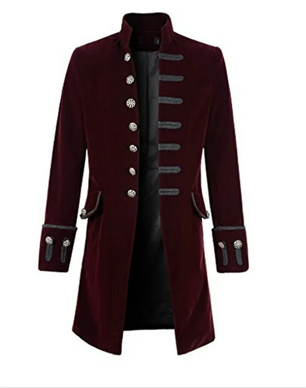 Steampunk Vintage Tailcoat Jacket Coat Victorian Ghost Gothic Halloween Vampire Costume Men Overcoat Outwear for Adult