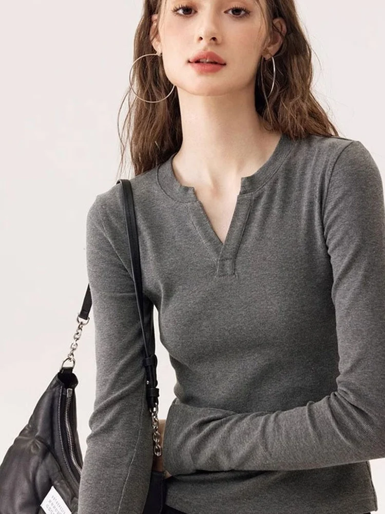 

Casual Knitted Long Sve Sweater Women's Faionable Pure Color Overhead Top Sli Base irt Autumn Trendy Young-looking