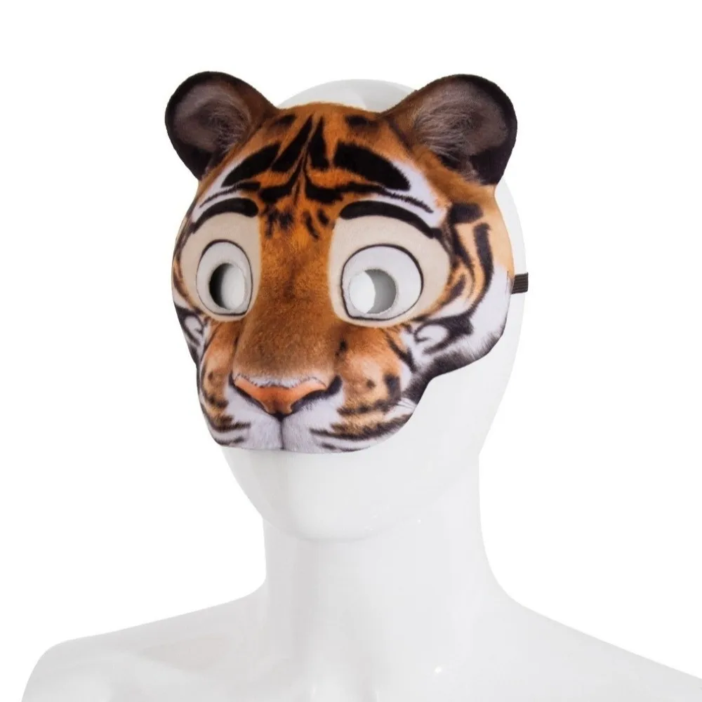 Cute EVA Halloween Mask Leopard Party Props Animal Mask Cosplay Supplies Half Face Tiger Plush Mask Women