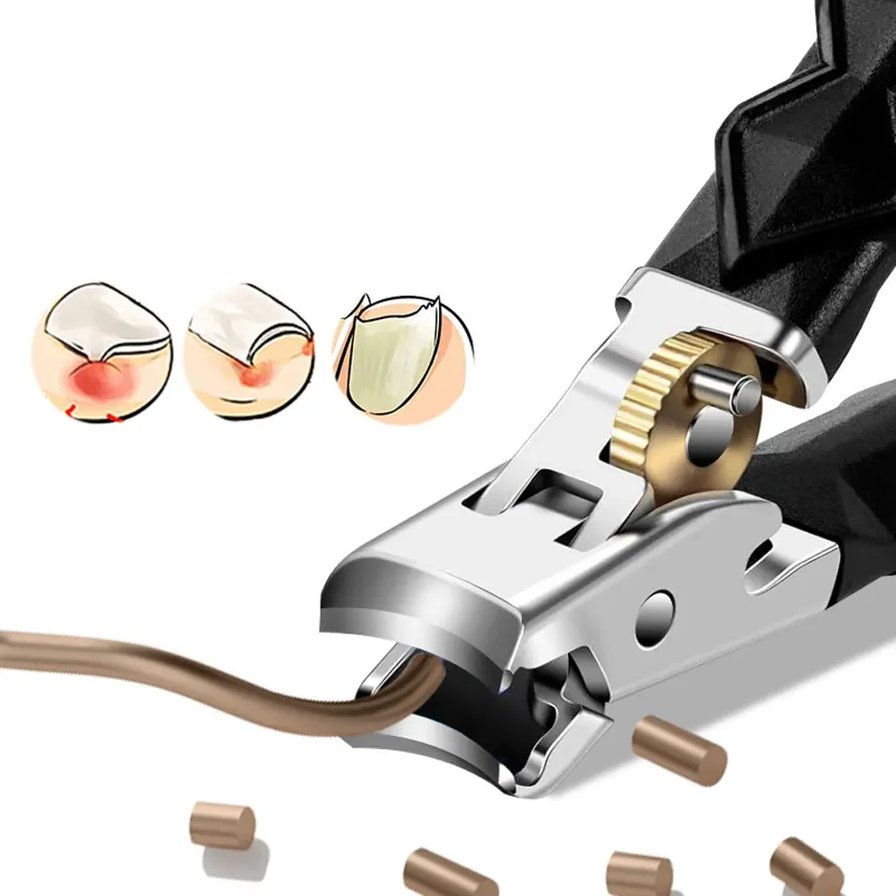Verbeterde professionele roestvrijstalen teennagelknipper voor senioren, brede kaak, schuine kop, concaaf mes