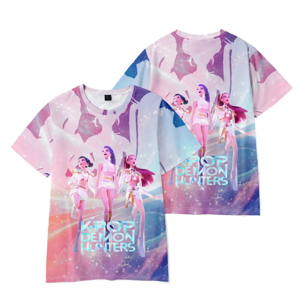 

Anime Cartoon Top KPop Demon Hunters Official Licensed Print T-Shirt Unisex Short Sleeve Summer Tee for Adults Kids