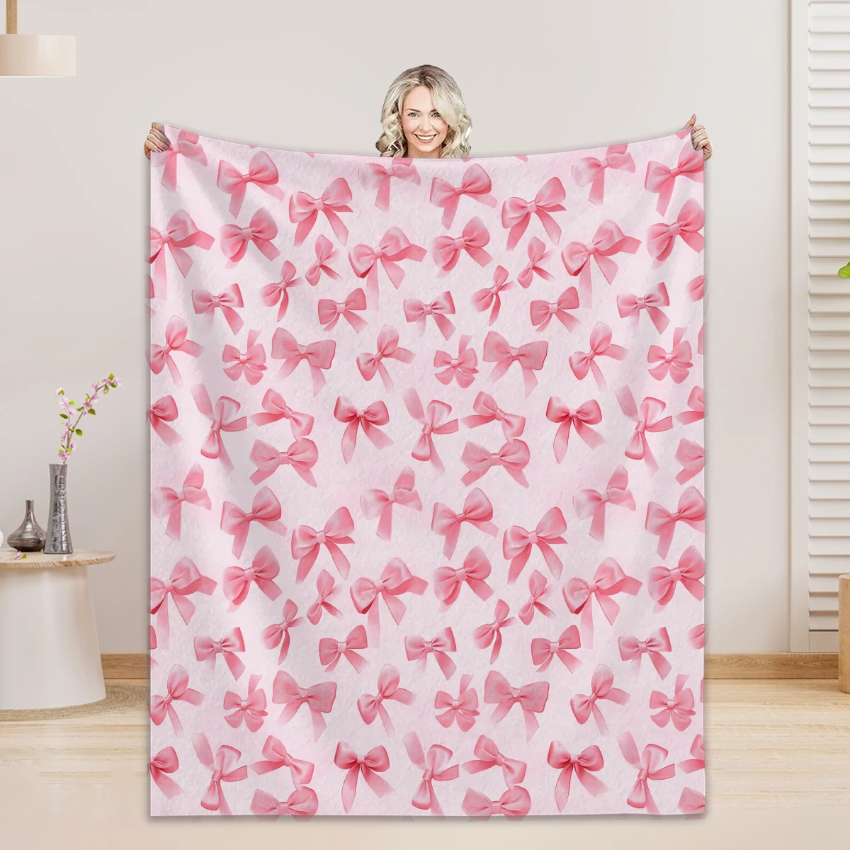 Rosa Schleifendecke, individuelle Bilder mit Fotos, Flanelldecken, Jahrestag, Mutter, Geburtstagsgeschenk, Überwurfdecke, Geschenke für Mama – Detail 2