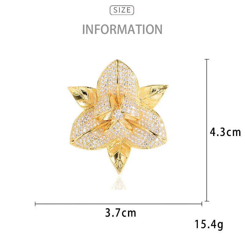 2024 Spring New Luxury Design Gardenia Zircon Brooches for Women High-end Elegant Corsage Jacket Temperament Accessories Pins