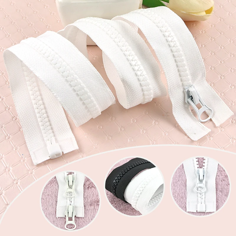 15-500cm 8# Resin Zipper with Single/Double Sliders Jacket Coat Backpack Open-end Zips Repair Kit DIY Garment Sewing Accessories - Detail 1