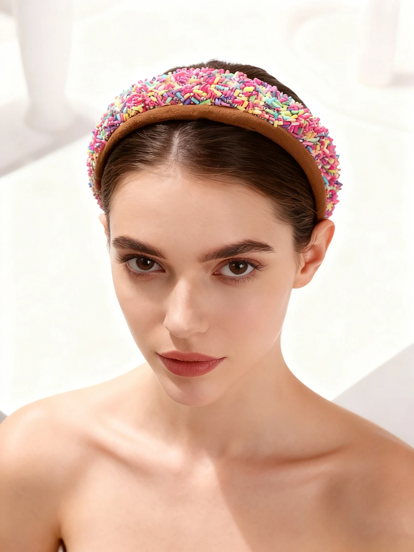 Handmade Colored Doughnuts Acrylic Hairband Sweet Fashion Personality High Skull Top Headdress for Women Unique Headband