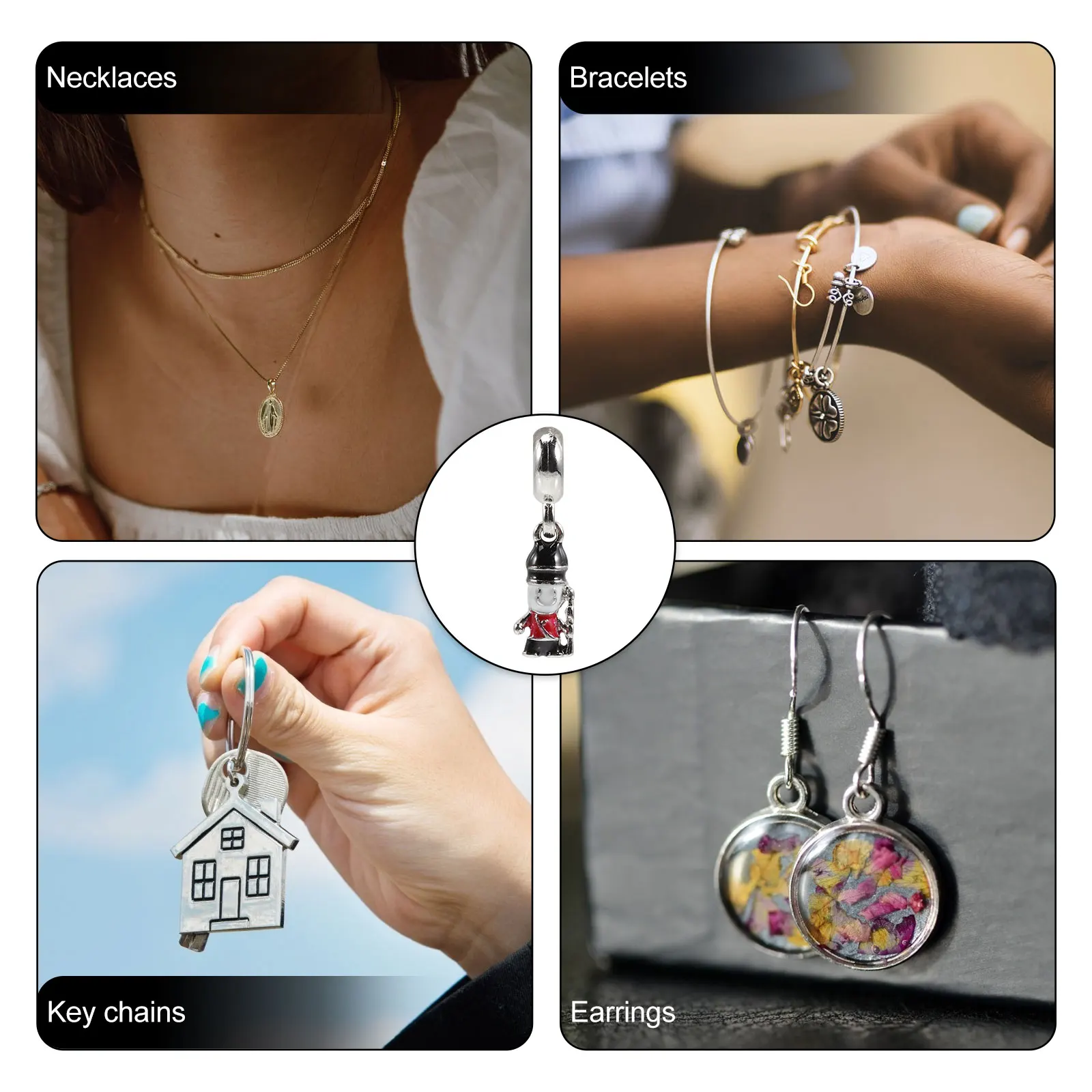 

10 Pcs Retro Accessories Nutcracker Shape Charm Bracelet Charms Earrings Design Jewelry for Making Metal Vintage Keychain