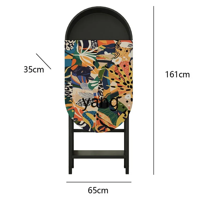 CX retro painted wall integrated solid wood dining side cabinet home living room wine cabinet