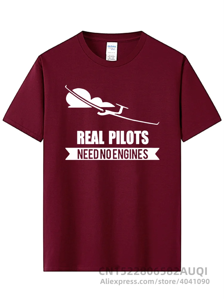 Real Pilots Need No Engines Sailplane Or Glider design summer men short sleeve t-shirt print man cotton t shirt t shirt Brand