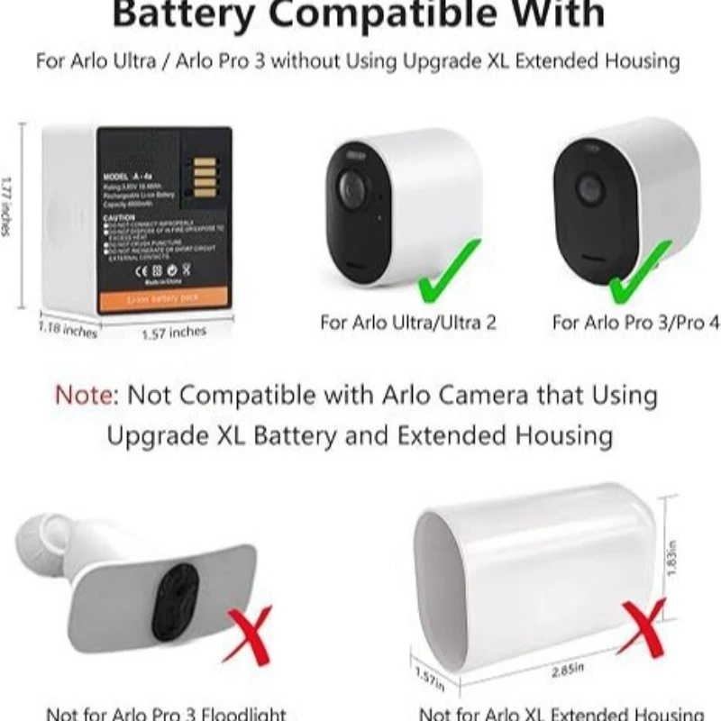 A-4a 3.85V 4800mAh Rechargeable Battery For Arlo Ultra Ultra2 Arlo Pro 3 Pro 4 A-4A VMC4040P Camera Batteries Monitoring Device