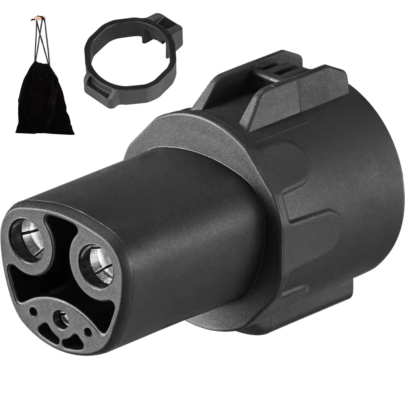 J1772 to Tesla Charger Adapter, 80 Amp 240V AC, SAE J1772 EV Charging Adapter to Tesla Plug, with Storage Bag Anti-Drop Lock