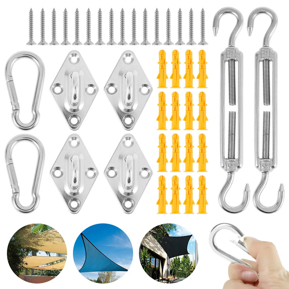 Awning Install Attachment Set Heavy Duty Sun Shade Sail Stainless Steel Hardware Kit for Home Garden Sunshade Fixing Accessories