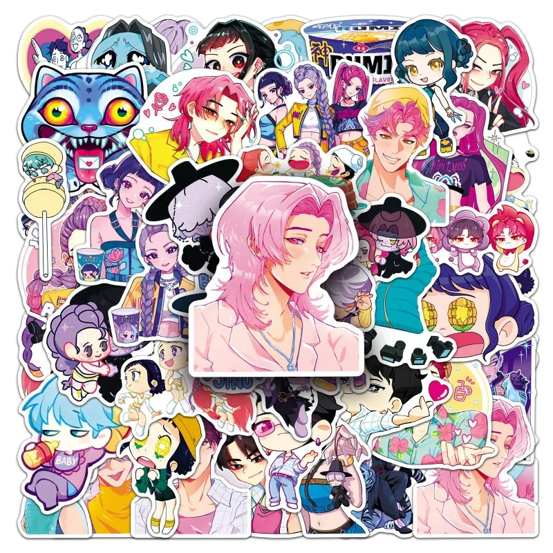 50 Stück Kpop Demon Hunters Aufkleber, wasserdicht, Anime-Graffiti-Aufkleber, Laptop, Handy, Gepäck, Flasche, Skateboard, niedliche Kinder, DIY-Spielzeug