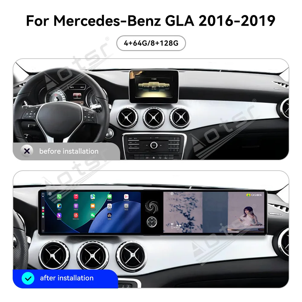 2025 New Upgrade Kit For Mercedes GLA200 2016-2019 Dual 12.3 Inch Car Radio GPS Navigation Multimedia System with Carplay