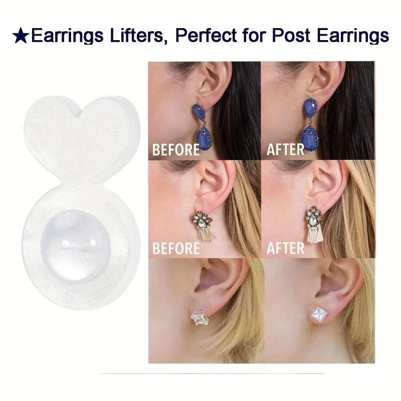 المطاط القرط رافع ظهورهم استبدال المقابس DIY بها بنفسك دروبي الثقيلة مسمار آذان مجوهرات دعم مريح #1