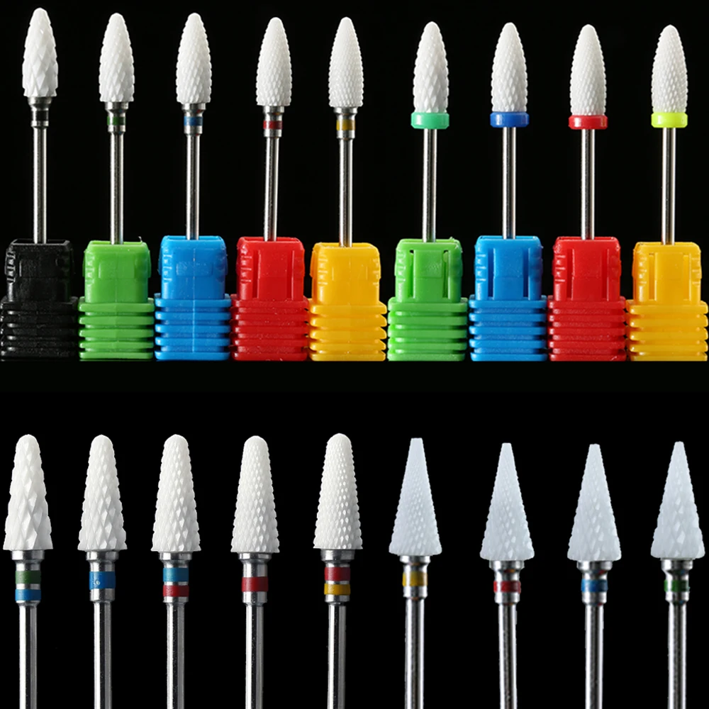 1 SZT. Stożkowy Frez Ceramiczny do Paznokci, Frezarka do Manicure, Frez Karbidowy do Usuwania Skórek, Pilniki do Żelu do Paznokci, Narzędzia do Polerowania Paznokci