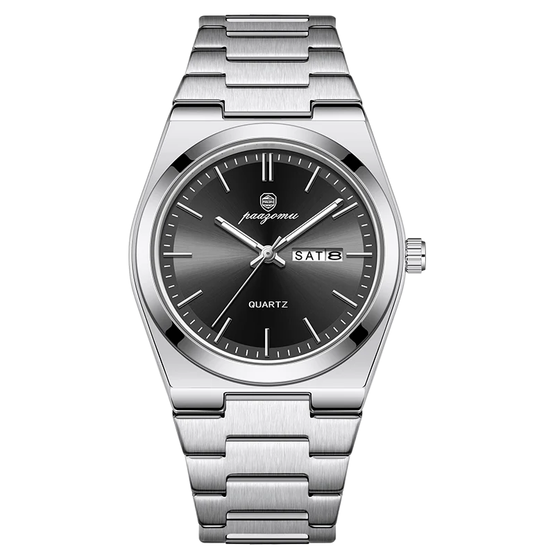 PAAZOMU Mode heren quartz horloge roestvrij staal waterdicht lichtgevende man horloge chronograaf datum multifunctionele horloges voor heren