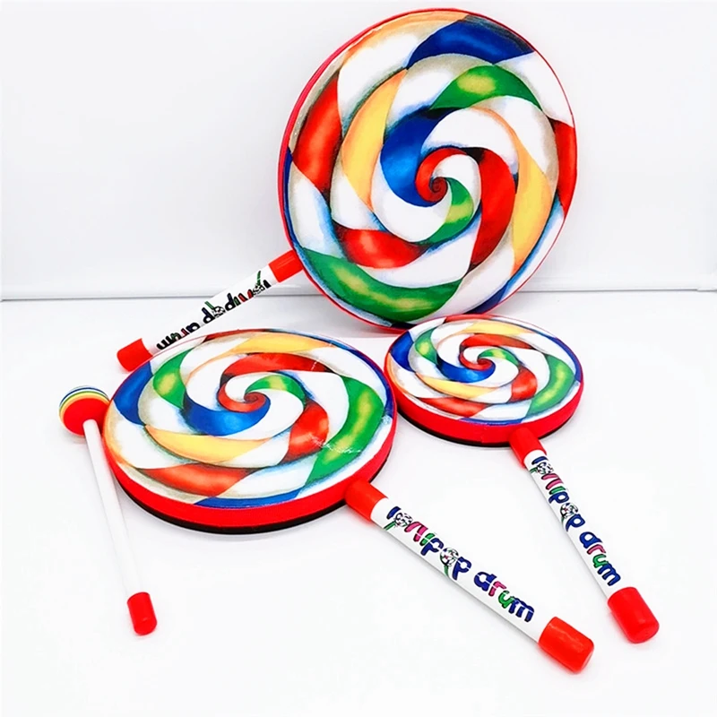 

ABKG Pro Orff Instruments Lollipop Drums 6/8/10 Inch Three Size Dance Props Percussion Instruments Hand Drum Education Toys