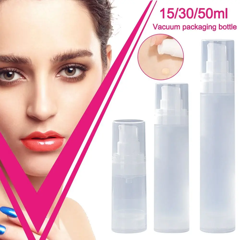 Portable 15/30/50ML Airless Lotion Cream Bottle Squeeze Pump Travel Accessories Refillable Bottle Transparent Makeup Container