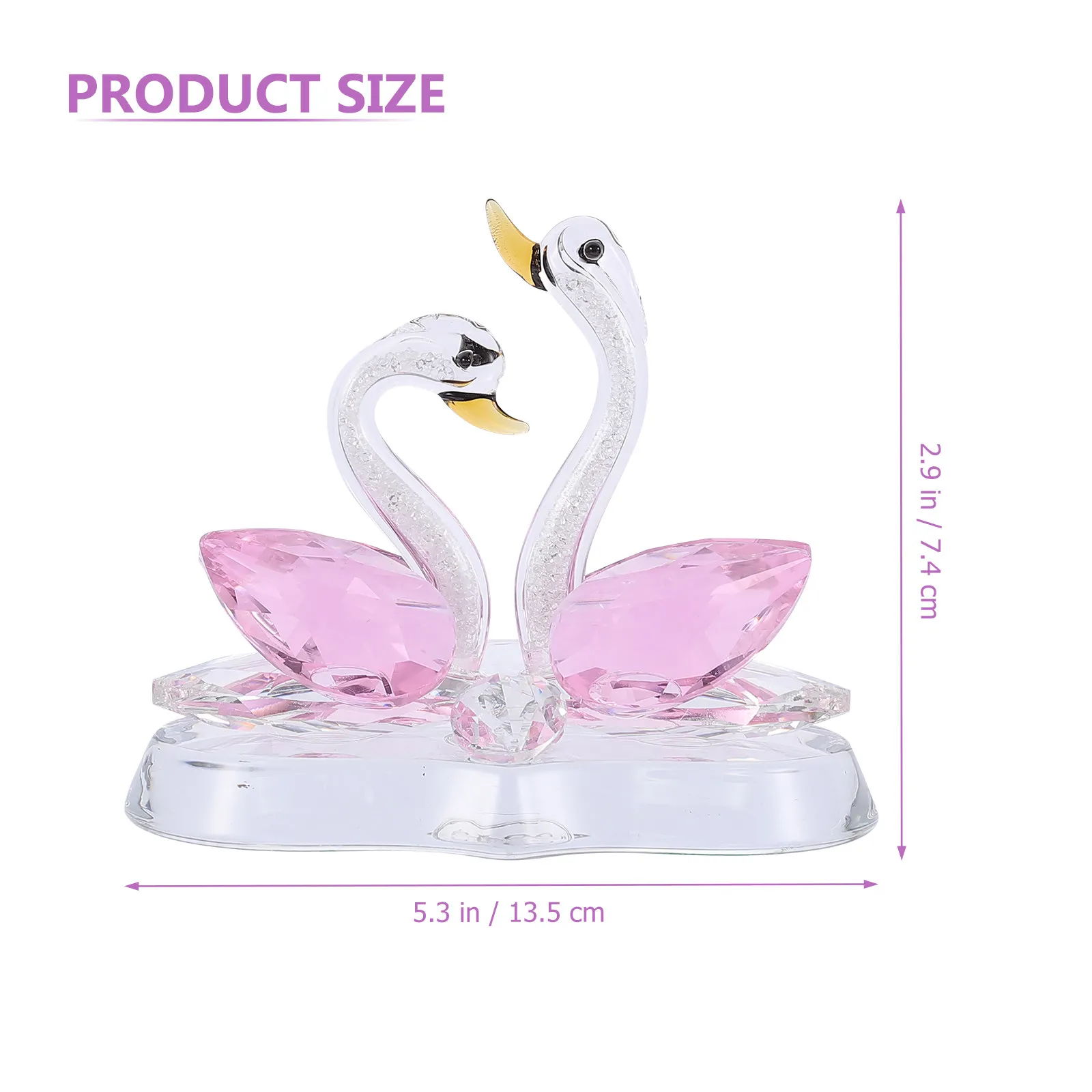 Luxury Crystal Swan Pair Adornment Transparent Glossy Rhinestone Enhanced Visual Effect Wedding Decoration Balcony Home Office