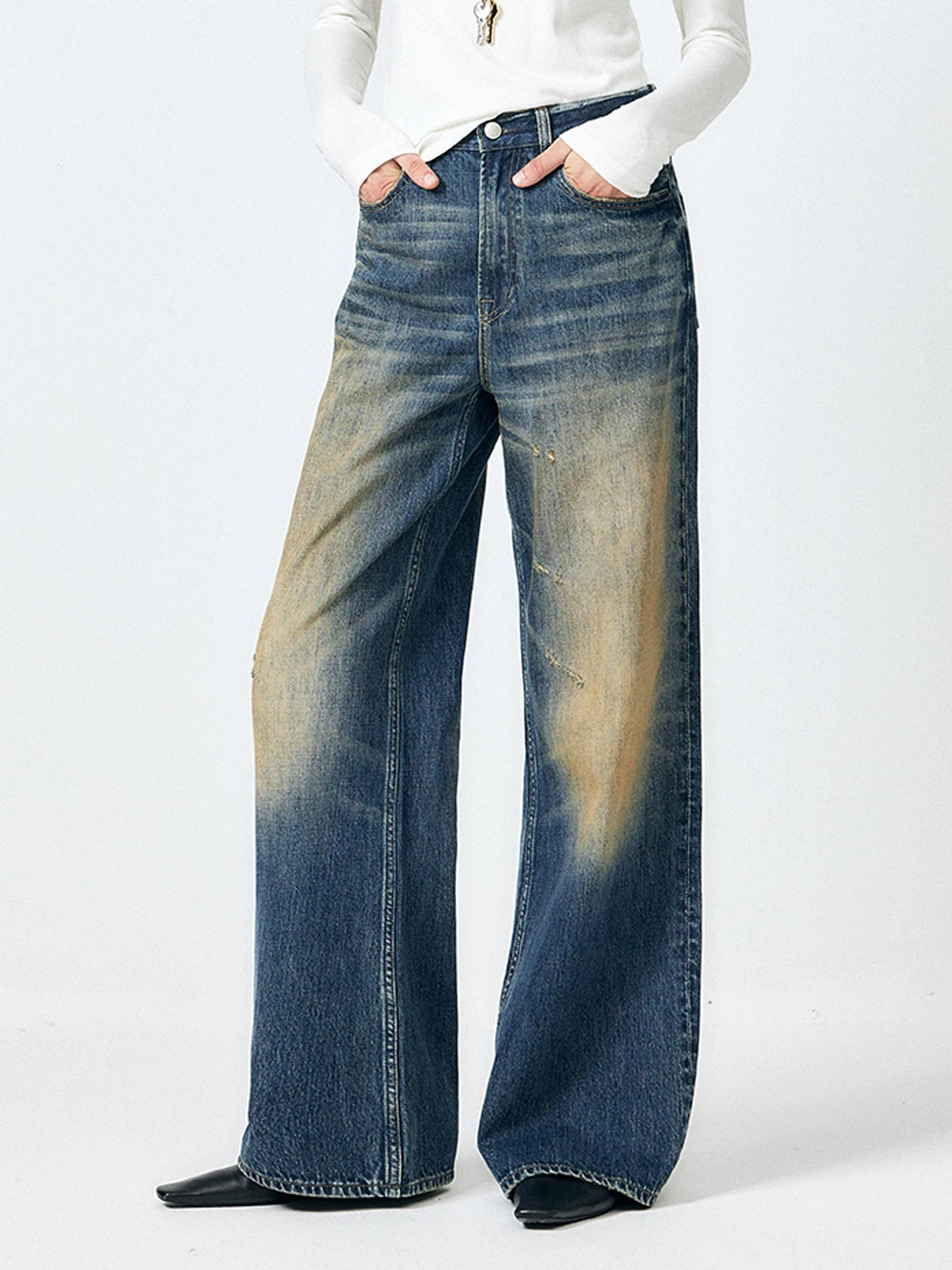 

Джинсы Thoransaura в американском ретро-стиле, прямые, свободные, широкие, женские, хлопковые, с завышенной талией, весна-осень