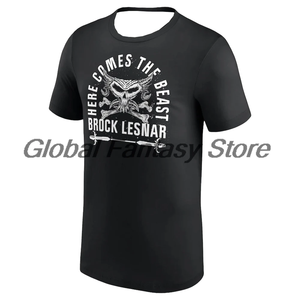 Men's Black Brock Lesnar The Beast T-shirt Crewneck Short Sleeve Polyester Tee Women Outdoor Streetwear Tops