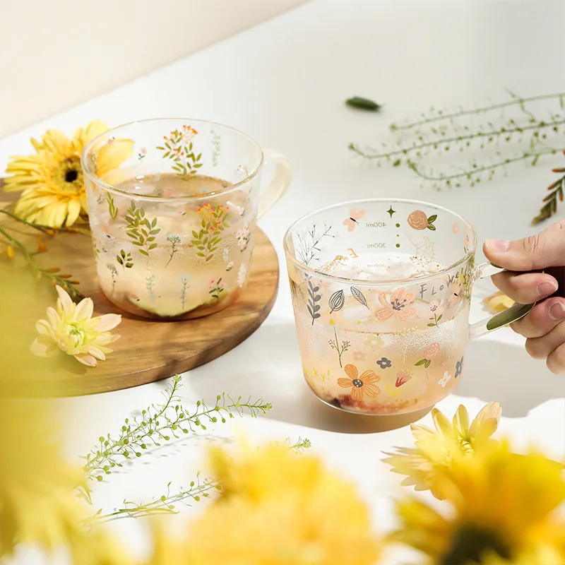 

High Aesthetic Value Borosilie Glass Cup Heat Resistant Milk Cup Home Use Water Cup Juice Cup Nordic Sle round ape Gla...