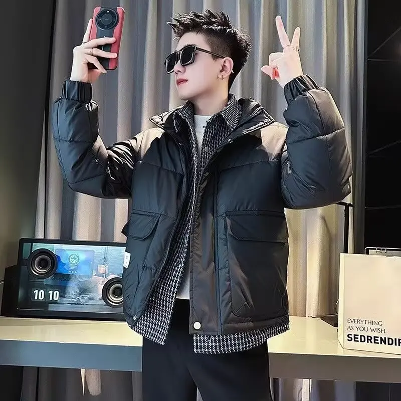 

Men's Casual Cotton Jaet Stand Collar Outdoor Warmth Outerwear Large Size 250 Pou Faionable Two-Piece Sle Autumn Winter