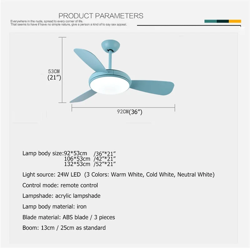 Wentylator sufitowy LED z pilotem 3 kolory 220V 110V nowoczesny dekoracyjny do pomieszczeń jadalnia sypialnia
