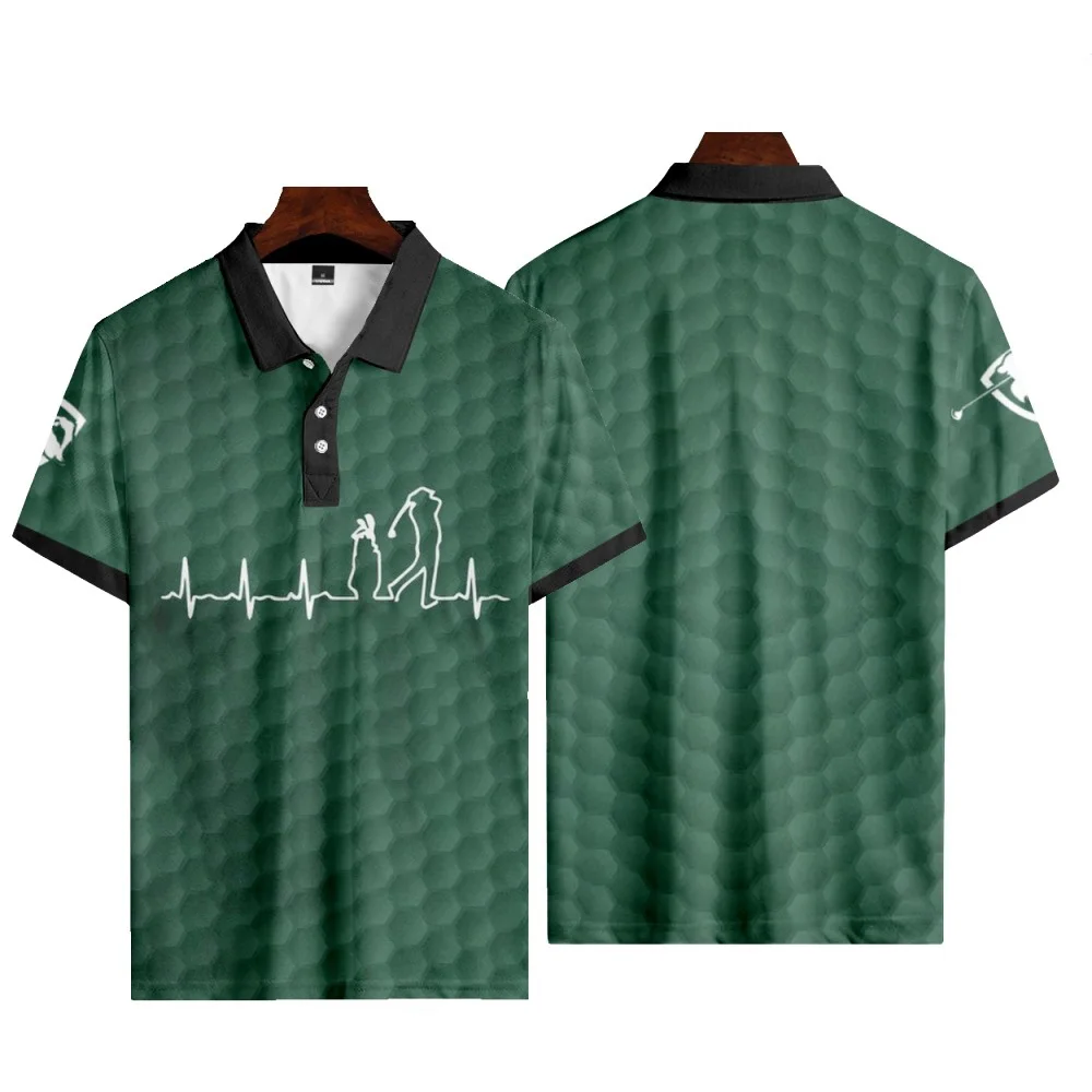 

New Golf Series Printed Summer Men's Button Down Collar Polo Shirts Casual Oversized Short Sleeve Fashion Golf Wear Men Clothing
