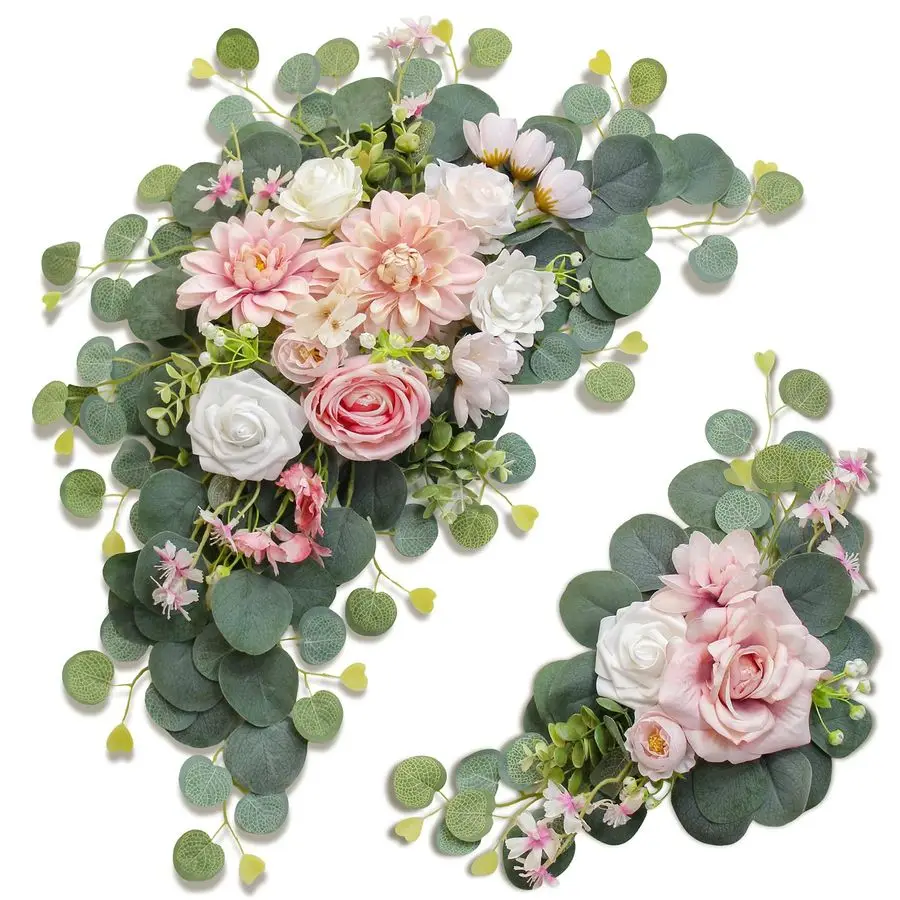 

Wedding Arch Flowers for Wedding Sign,Set of 2 for Welcome Ceremony Sign,Faux Floral Swags, Banquet and Reception Backdrop Flora