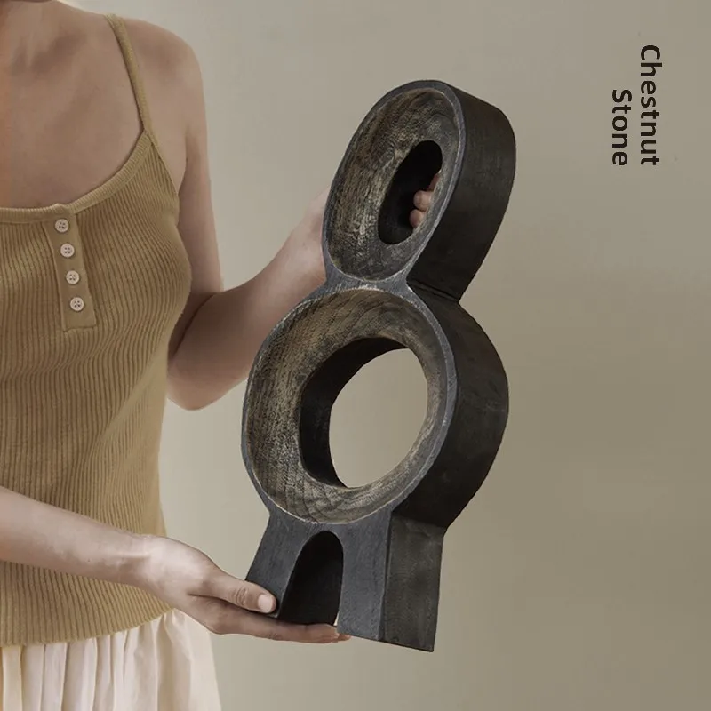 

Walnut Stone Wabi Sabi Style Carbonized Wood Ring Decorative Accessories Creative Living Room Decorations Sample Room Folk Ho...
