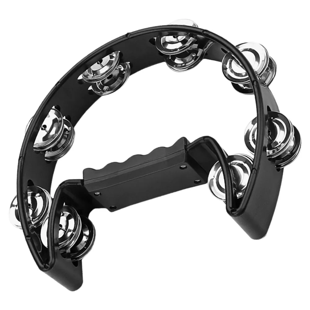 

Black Hand Tambourine Infant Music Toy with 16 Pairs Jingles Kids Shaker Musical Rhythm Tambourine Bells Rhythm Xylophone