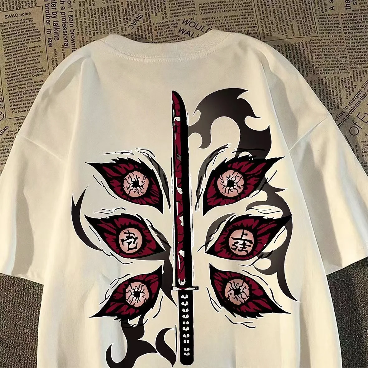 

European and American High Street Retro Design Printed Short-sleeved T-shirt Men and Women Street Y2K Retro Oversize Top