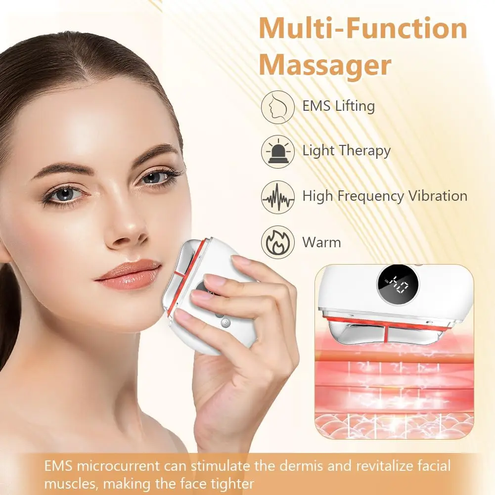 EMS مدلك الوجه جهاز رفع الوجه ثبات إزالة التجاعيد نحت الوجه مكافحة الشيخوخة جهاز غوا شا أداة للوجه اليوغا