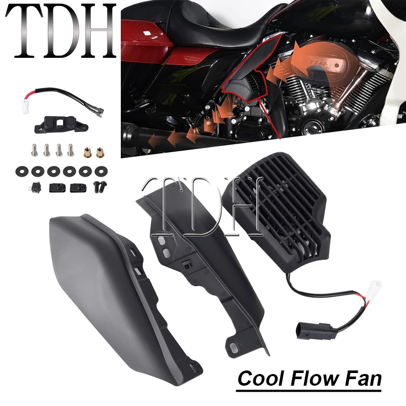 For Harley Touring 17+ Cool Flow Fan Oil Cooler Water Radiator Heat Shield for Road Glide Ultra Limited Low Electra Glide FLHTK