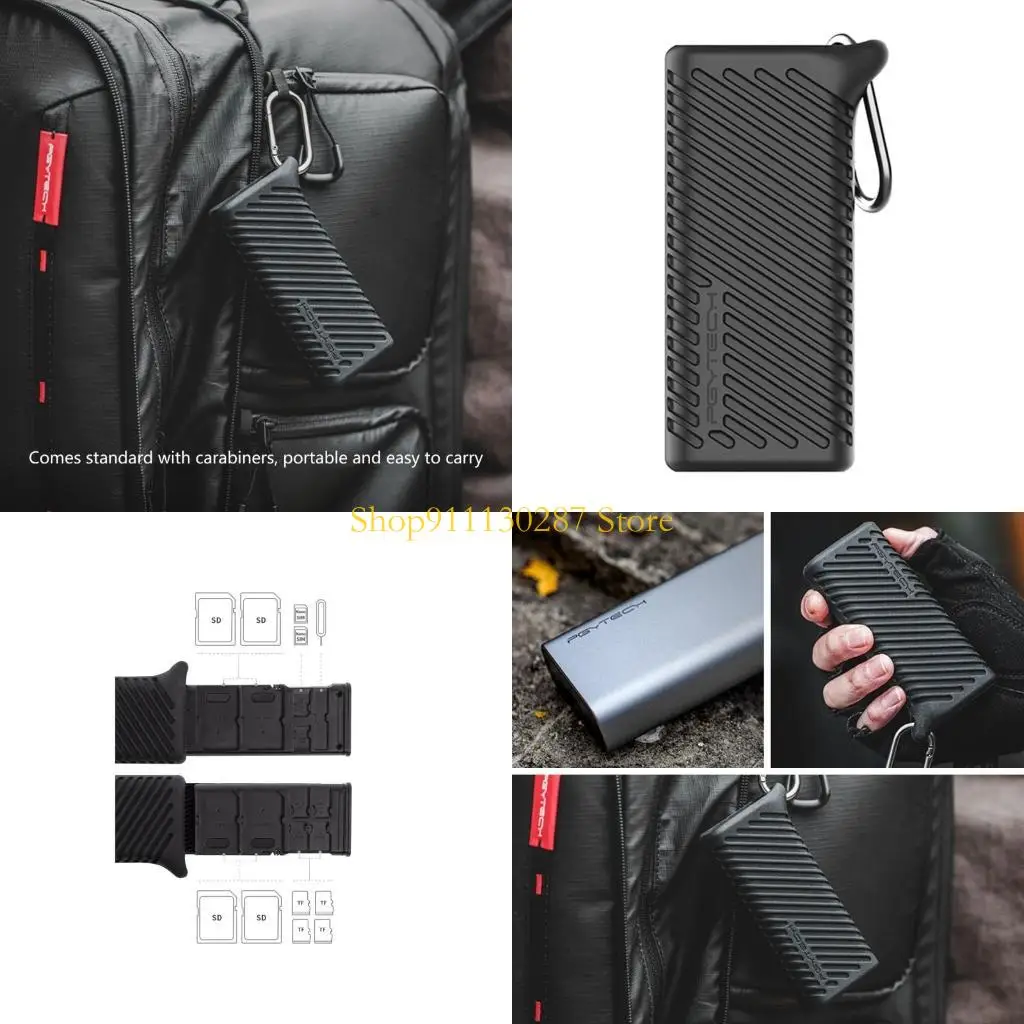 

J1HC Portable Memory Card Case Holder with SD Card Reader SD TF Adapter High Speed Storage Box for Laptop Computer