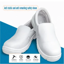 White safety shoes with steel toe, anti static and anti slip, suitable for construction sites, dust-free workshops, steel factor